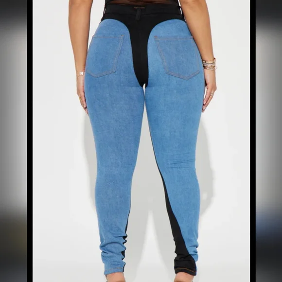 Stylish Blue and Black Women's Jeans - Picture 1 of 16